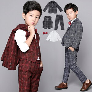 フォーマル 子供服 卒業式 スーツ 卒業式 入学式 入園式 5点セット 100-160 小学生 ベスト 男の子 卒園式 キッズ 七五三 お受験 結婚式 発表会 グレー ワイン セット シャツ 子供スーツ