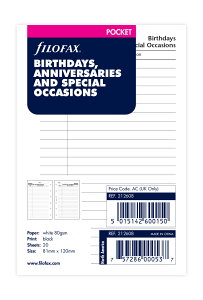 FILOFAX リフィル スモール 誕生日、記念日、イベント ファイロファックス