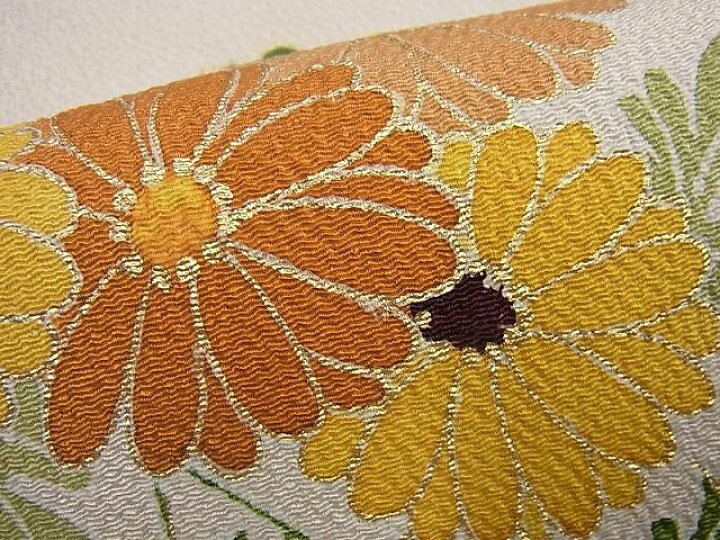 楽天市場】平和屋1□極上 銀座 志ま亀 九寸名古屋帯 枝菊 金彩 鬼しぼ  