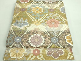 平和屋着物■極上　山城機業店　六通柄袋帯　唐織　網目花文　金糸　逸品　DZAB0906kh5