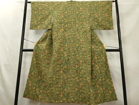 平和屋着物■上質な小紋　紬地　草花文　正絹　逸品　AABE0974tn