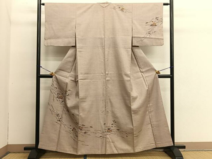 楽天市場】平和屋着物○訪問着 紬地 草花文 正絹 逸品 BAAO5478pm : 平和屋 