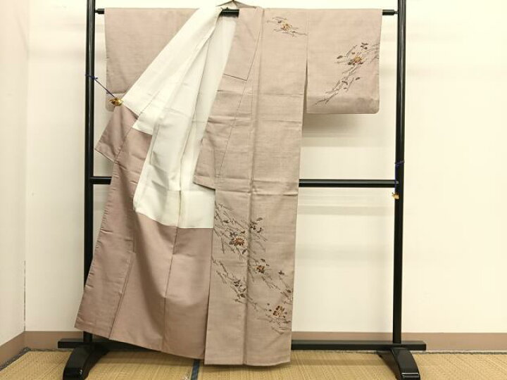 楽天市場】平和屋着物○訪問着 紬地 草花文 正絹 逸品 BAAO5478pm : 平和屋 