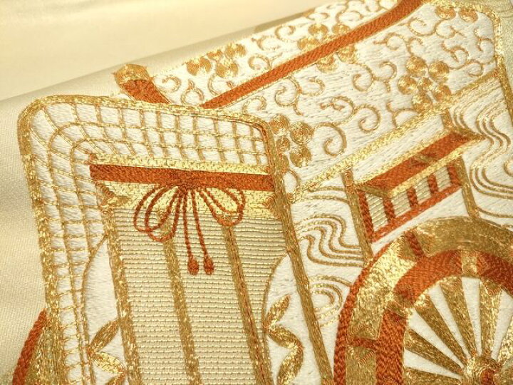 楽天市場】平和屋2□太鼓柄袋帯 駒刺繍 御所車花文 金彩 逸品 
