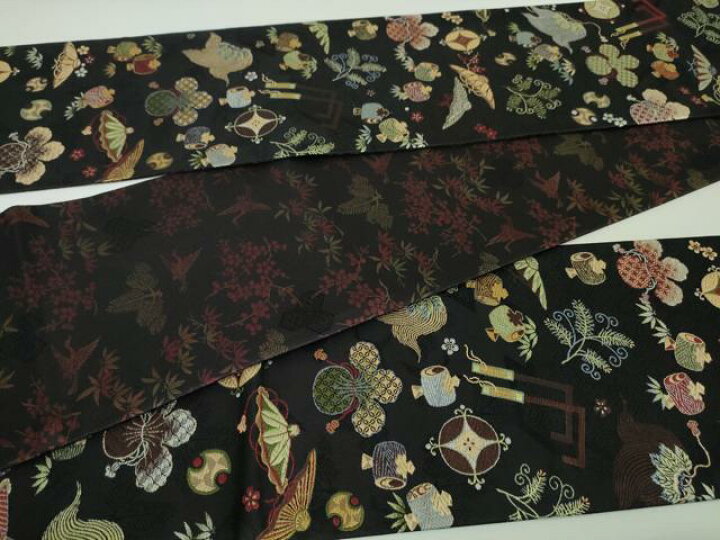 楽天市場】平和屋本店□極上 伝統工芸士 新井寛 両面 半幅帯 唐織 松鶴 
