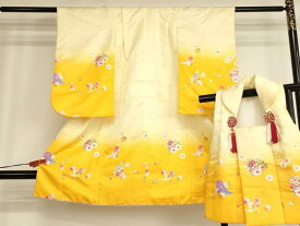 平和屋着物[]七五三 女の子 3歳 祝着 三つ身 被布セット 誰が袖雪輪花文 暈し染め AABH2913ja