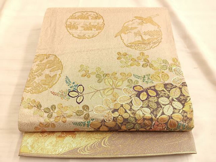 楽天市場】平和屋着物○六通柄袋帯 雪輪飛鶴草花文 金糸 正絹 逸品  