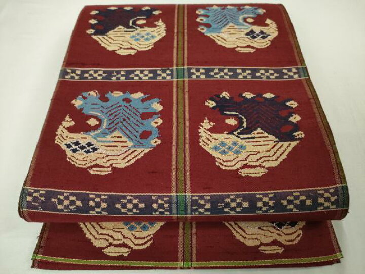 平和屋本店□極上 最高級 龍村平蔵製 太鼓柄 本袋帯 玲龍磚文 逸品  