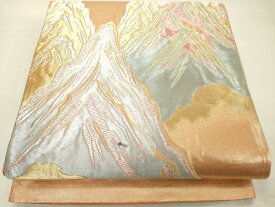 平和屋着物◎六通柄袋帯　唐織　重ね山文　金銀糸　正絹　逸品　DAAZ8435cd