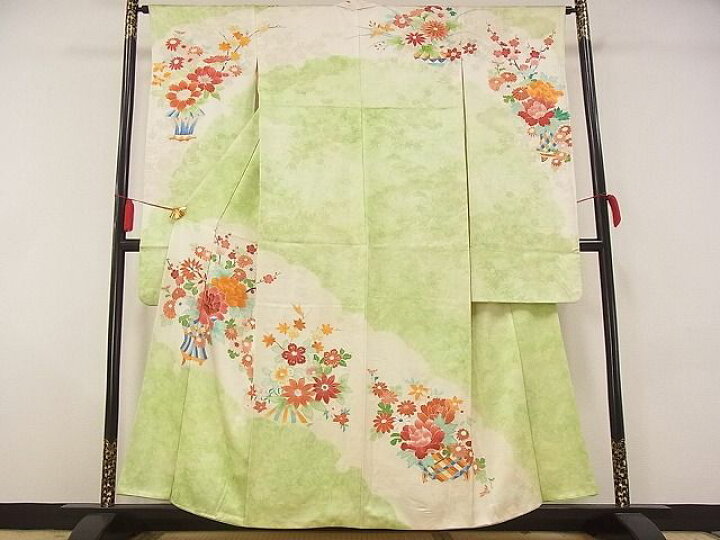 振袖駒刺繍地紙草花文金彩の振袖正絹 【公式通販】