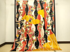 平和屋本店●お引きずり・お引き摺り・引き振袖　和装　結婚式　舞妓　芸妓　芸者　衣装　立涌花文　銀彩　逸品　DABH4925du
