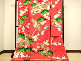 平和屋本店●色打掛　お引きずり　和装　婚礼　結婚式　花嫁　神社挙式　総刺繍　飛鶴梅松文　金銀糸　DABJ6771du