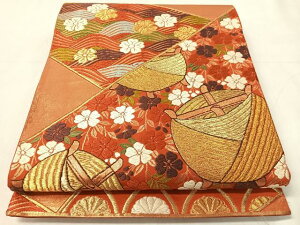 高級名品 西陣織 唐織 引箔 袋帯 正絹 金糸 亀甲文様 亀甲花菱 吉祥 