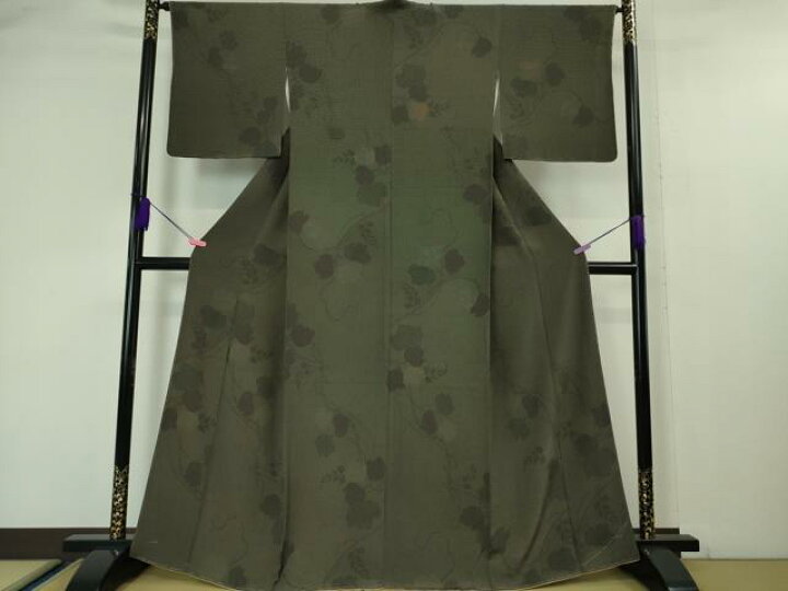 楽天市場】平和屋本店□極上 江戸小紋 角通し 蔦の葉文 黒×利休色 逸品  