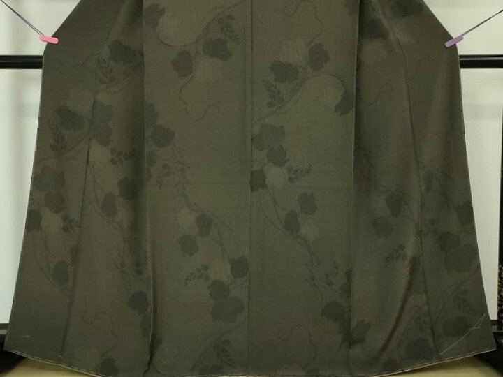 楽天市場】平和屋本店□極上 江戸小紋 角通し 蔦の葉文 黒×利休色 逸品  