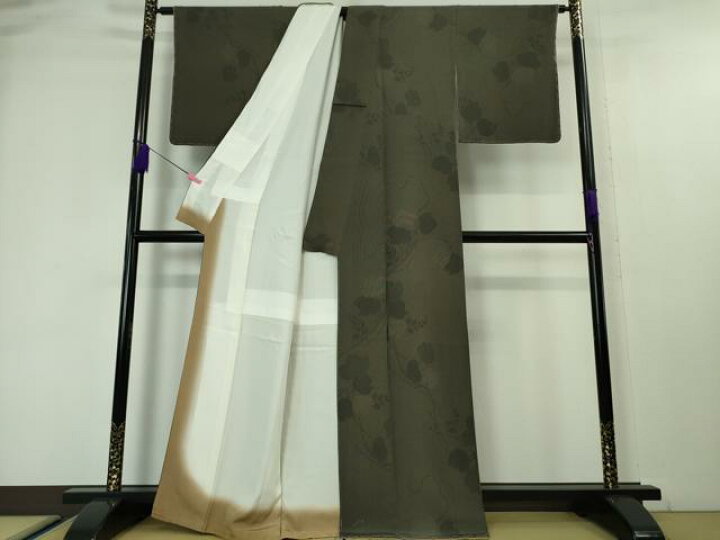 楽天市場】平和屋本店□極上 江戸小紋 角通し 蔦の葉文 黒×利休色 逸品  
