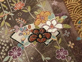 平和屋着物■上質な小紋　地紙草花間道　暈し染め　金彩　正絹　逸品　CABC0523ev