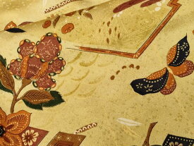 平和屋着物■上質な小紋　更紗花蝶文　正絹　逸品　CABC0527ev