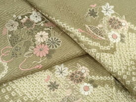 平和屋着物■中国三大刺繍　スワトウ刺繍　訪問着　絞り　草花丸文　銀糸　正絹　逸品　CABD0938ze