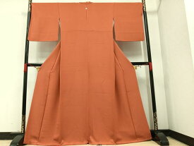 平和屋着物■上質な色無地　樺色　正絹　逸品　AAAW7527ph
