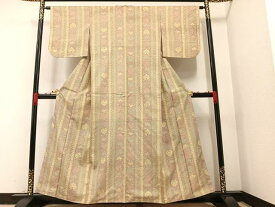平和屋着物■本場染大島紬　草花間道　正絹　逸品　AAAW7528ph