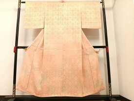 平和屋着物■上質な小紋　雪輪花地紋　暈し染め　正絹　逸品　AAAW7531ph