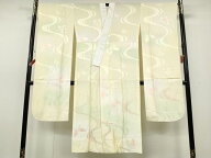 平和屋着物●振袖用長襦袢　無双仕立て　流水舞蝶地紋　暈し染め　正絹　逸品　CABH2584ut