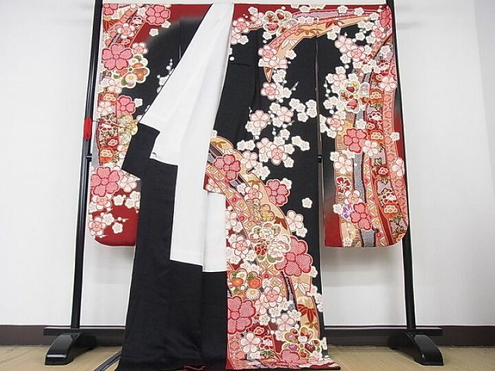 豪華振袖 草花舞蝶文 暈し染め 銀彩 正絹 袷 平和屋着物