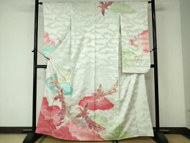 平和屋着物■豪華振袖　駒刺繍　刺繍　雲取り花鳥文　暈し染め　金銀糸　正絹　逸品　DAAT7563ob