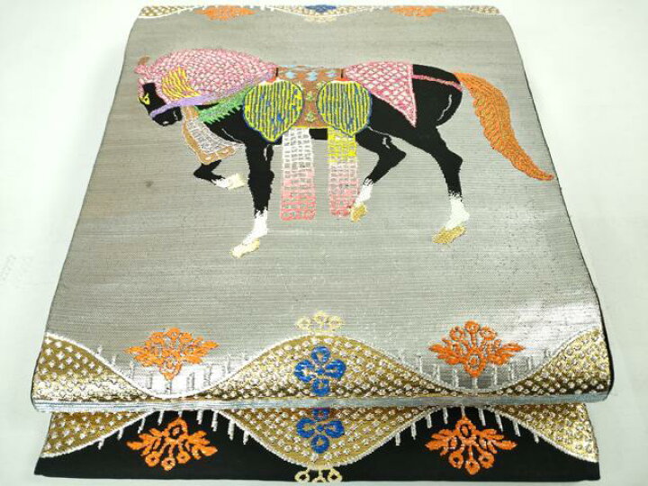 楽天市場】平和屋本店□極上 龍村平蔵製 本袋帯 天竺祭馬錦 黒地 金 