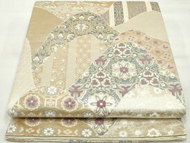 平和屋着物◎六通柄袋帯　重ね山正倉院花文　金糸　正絹　逸品　DAAQ8623qa