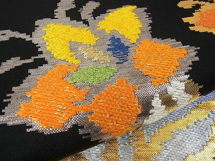 楽天市場】平和屋2□最高級 龍村平蔵製 本袋帯 モール一房文 黒地 金  