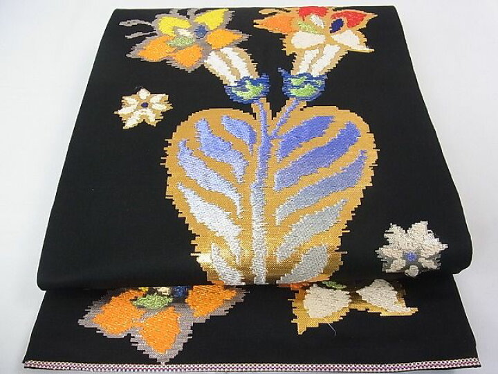 楽天市場】平和屋2□最高級 龍村平蔵製 本袋帯 モール一房文 黒地 金  