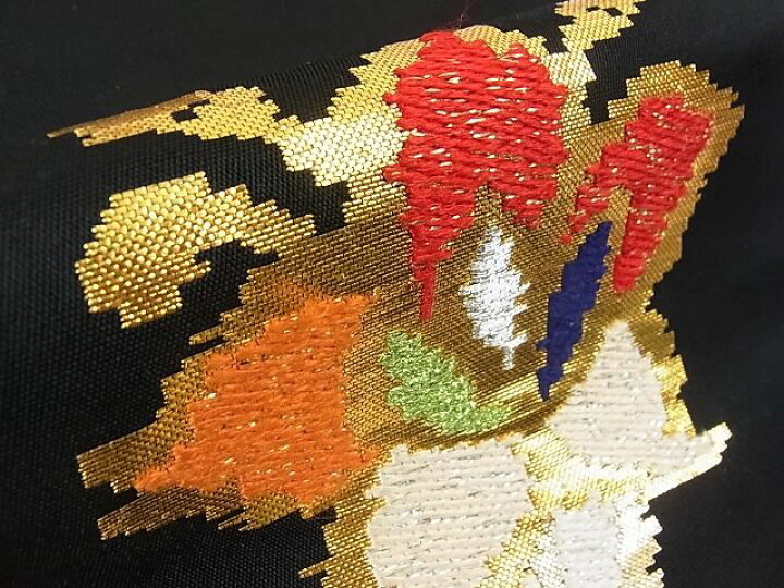 楽天市場】平和屋2□最高級 龍村平蔵製 本袋帯 モール一房文 黒地 金  