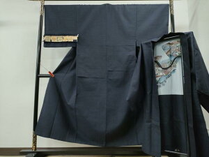 平和屋着物○男性 結城紬 アンサンブル 80亀甲 正絹 逸品 AABA5023np  
