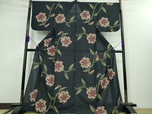 平和屋本店□極上 夏物 撫松庵 セオアルファ 小紋・浴衣兼用 杜若 撫子  