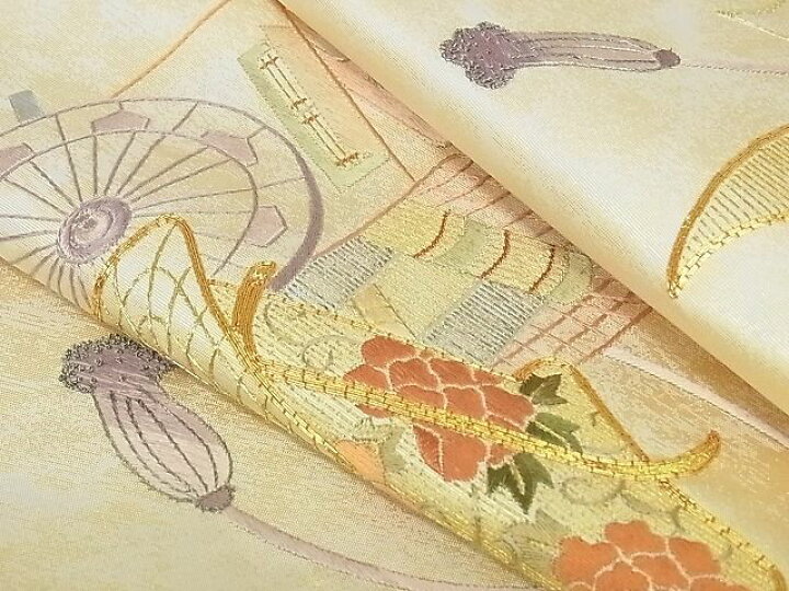 楽天市場】平和屋着物□太鼓柄袋帯 総刺繍 御所車花文 金銀糸 正絹 