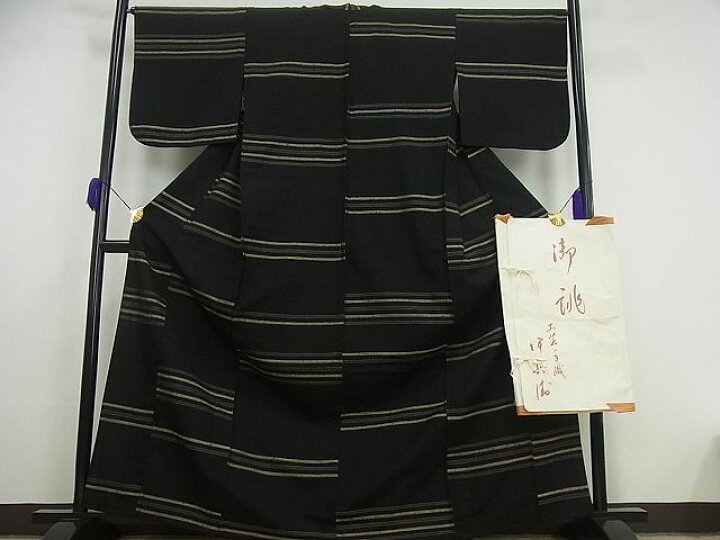 楽天市場】平和屋1□極上 伊兵衛織 工芸手織 単衣 紬 黒地 たとう紙  