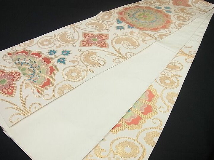 洛風林】工芸帯地幻想的な月に花兎模様六通柄本袋帯逸品 - 袋帯 