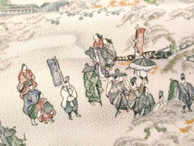 平和屋着物■上質な小紋　手描き　人物風景文　鬼しぼ縮緬　正絹　逸品　CAAS8912fb