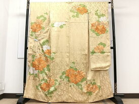 平和屋着物■豪華振袖　駒刺繍　草花文　金彩　正絹　逸品　CAAT6661xi
