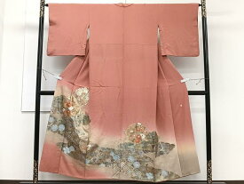 平和屋着物■色留訪問着　作家物　刺繍　雪輪草花文　暈し染め　金銀彩　正絹　逸品　CAAT6662xi