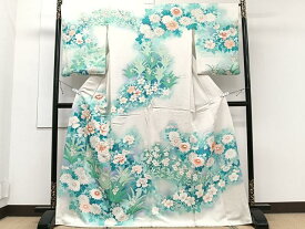 平和屋着物■訪問着　駒刺繍　草花文　暈し染め　金銀彩　正絹　逸品　CAAT6663xi