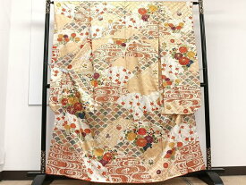 平和屋着物■豪華振袖　駒刺繍　流水吉祥花文　金彩　正絹　逸品　CAAT6675xi