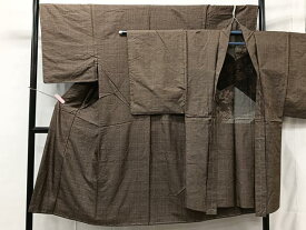 平和屋着物■男性　本場大島紬　アンサンブル　幾何学文　正絹　逸品　未使用　CAAT8491kb