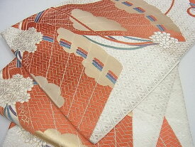 平和屋着物■六通柄袋帯　扇花文　金銀糸　逸品　tw3869