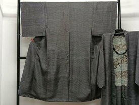 平和屋着物■男性　紬　アンサンブル　幾何学文　正絹　逸品　CAAT8494kb
