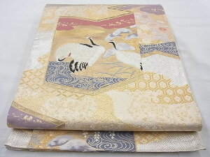 平和屋着物◎六通柄袋帯 唐織 琳派屏風絵文 金銀糸 逸品 BAAH2292cm