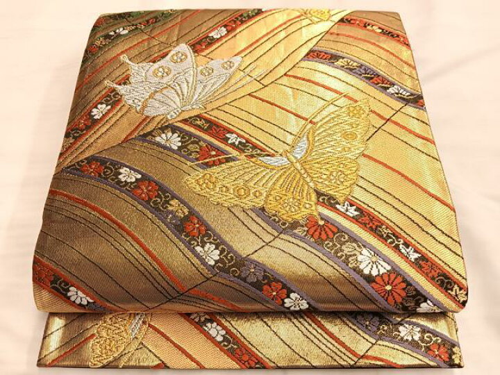 楽天市場】平和屋着物◎六通柄袋帯 唐織 舞蝶花唐草文 黒地 金銀糸  