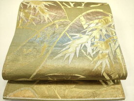 平和屋着物◎六通柄袋帯　重ね山笹竹文　金銀糸　正絹　逸品　DABA6438op